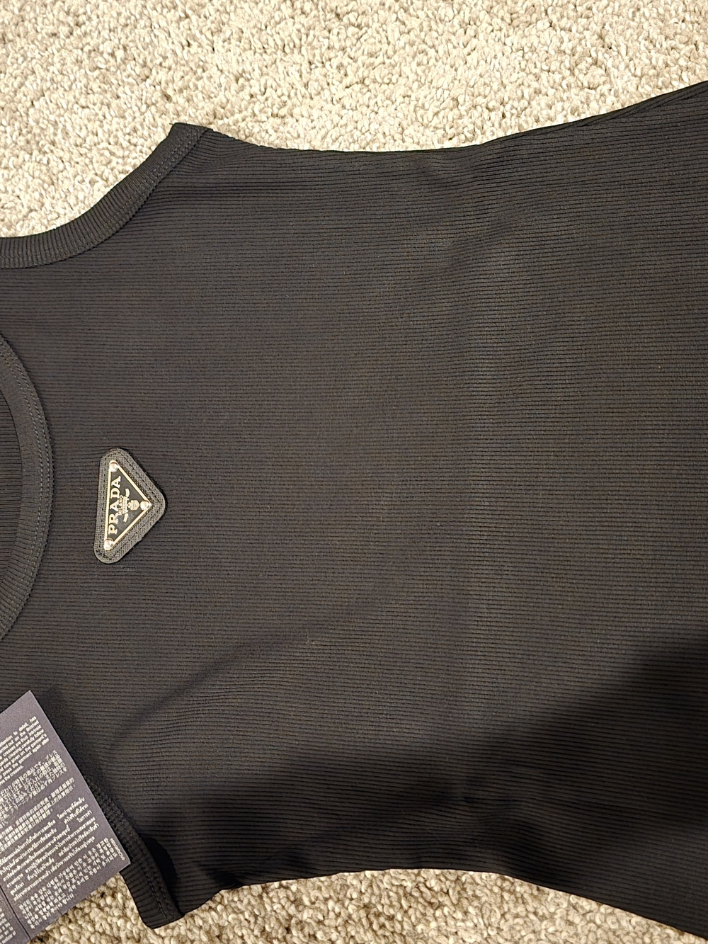 Prada Black Ribbed Tank Top - Picture 5 of 6